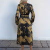 V-neck long sleeved gold-plated dress with high-end feel