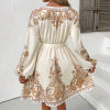 Ethnic retro style V-neck paisley print dress