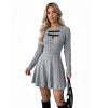 Woolen dress with bow decoration gray knitted dress