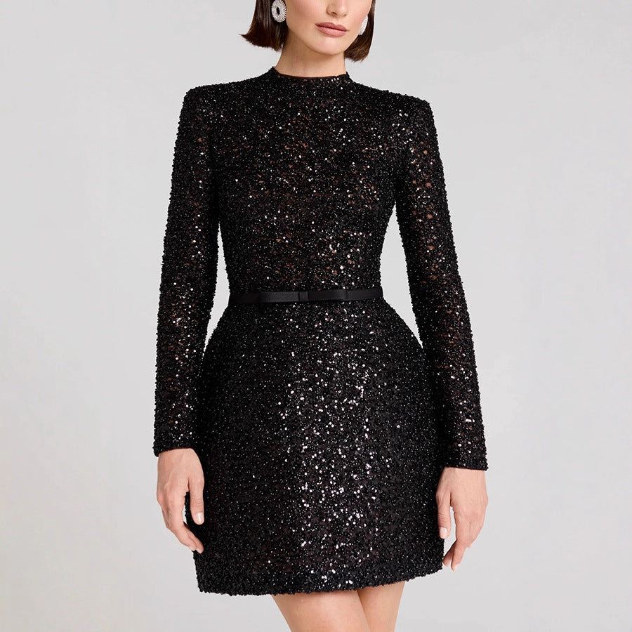 Sequined long sleeved dress